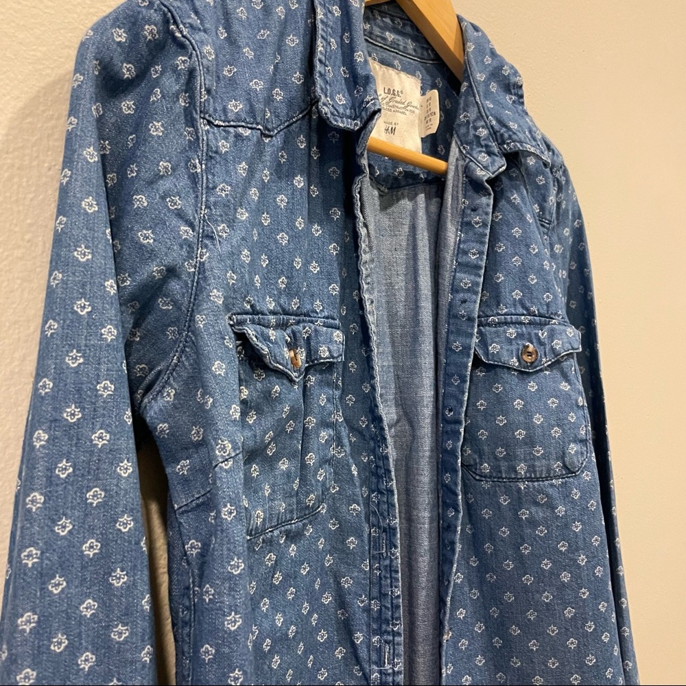 Patterned Denim Button Down - Picture 3 of 5